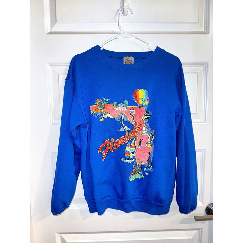 FURST OF A KIND Vintage Reworked Florida Sweatshirt  Royal Blue